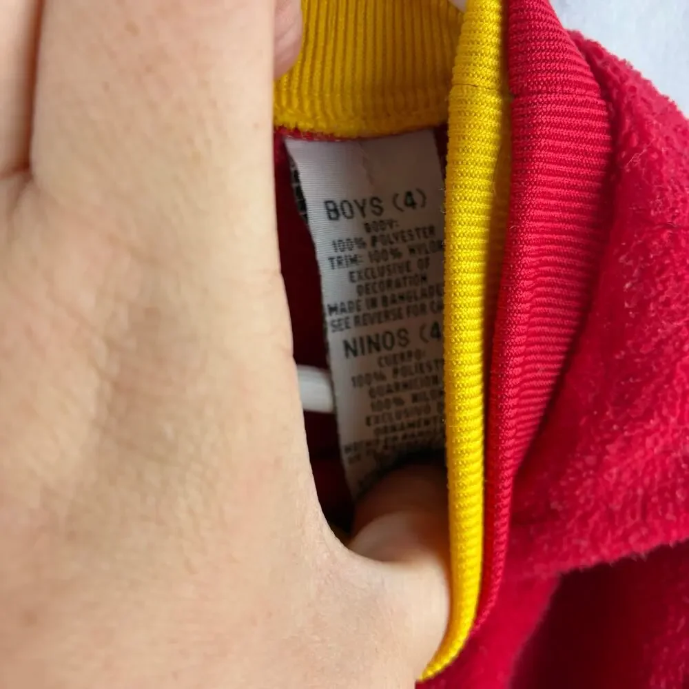Vintage Boys 4T Fleece Construction Crew Truck Sweater Light Wear&Small Hole Red